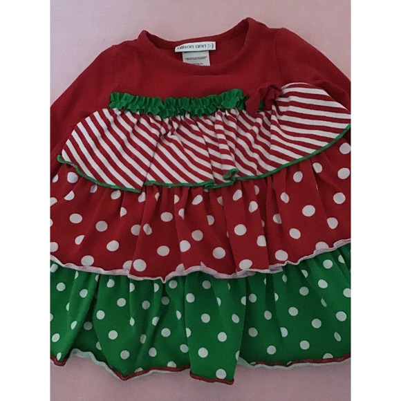 Allison Ann red green ruffle holiday dress size 18 months - Picture 6 of 7